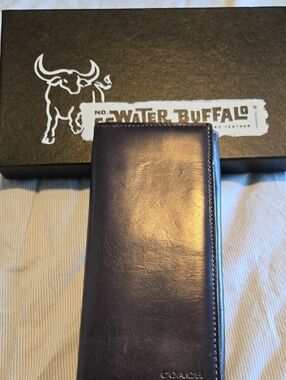 Coach Long Leather Wallet in Denim Blue